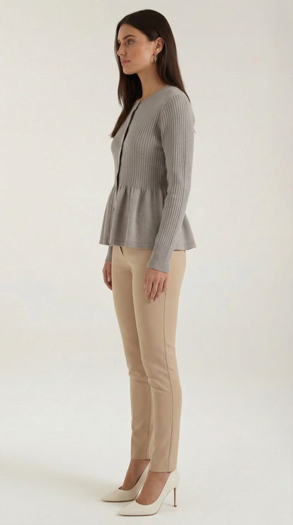 Cardigan Donna a Peplo con Bottoni