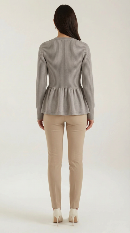 Cardigan Donna a Peplo con Bottoni