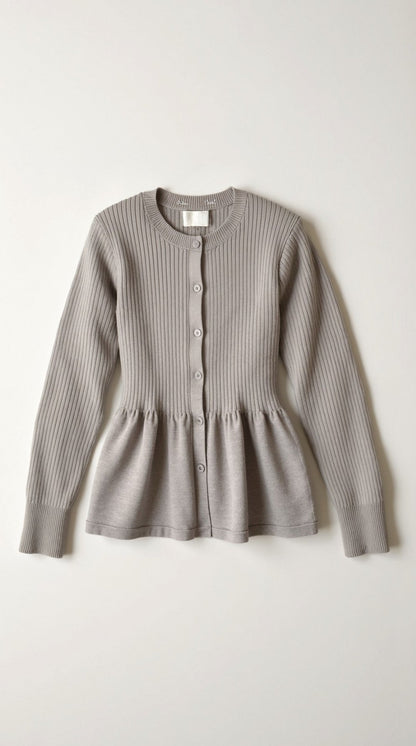 Cardigan Donna a Peplo con Bottoni