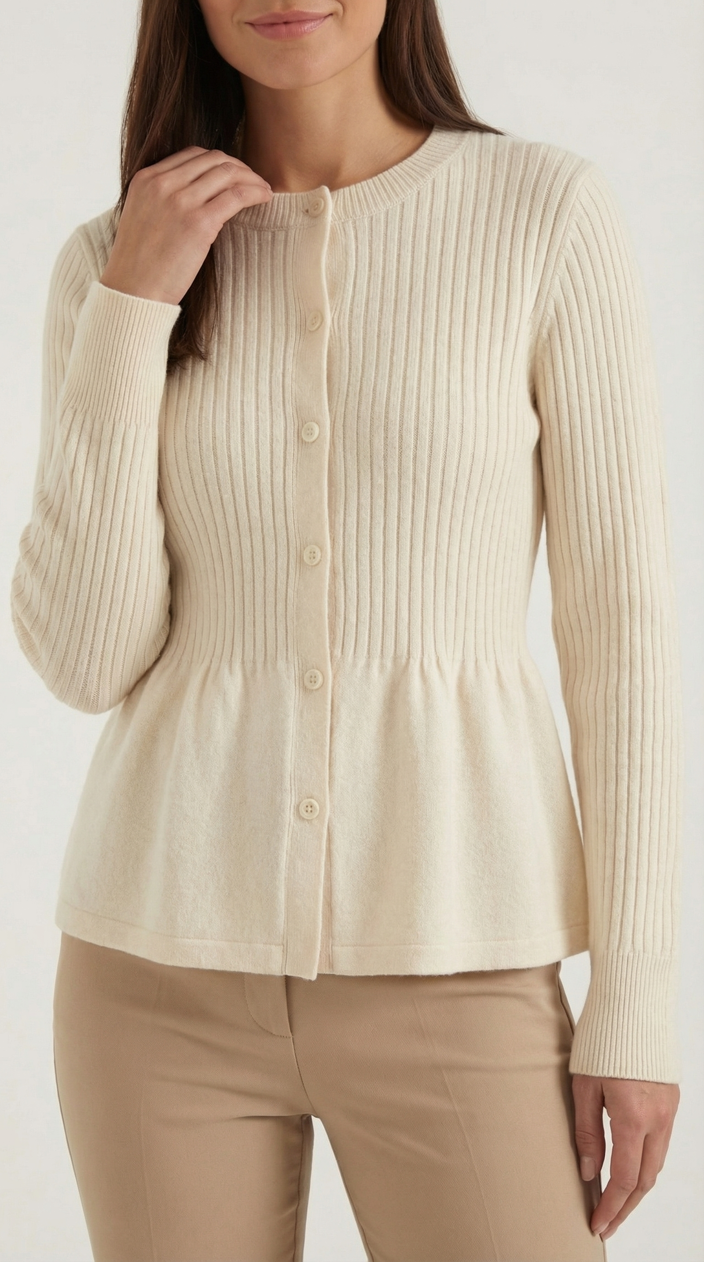 Cardigan Donna a Peplo con Bottoni