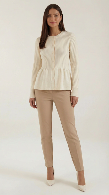 Cardigan Donna a Peplo con Bottoni