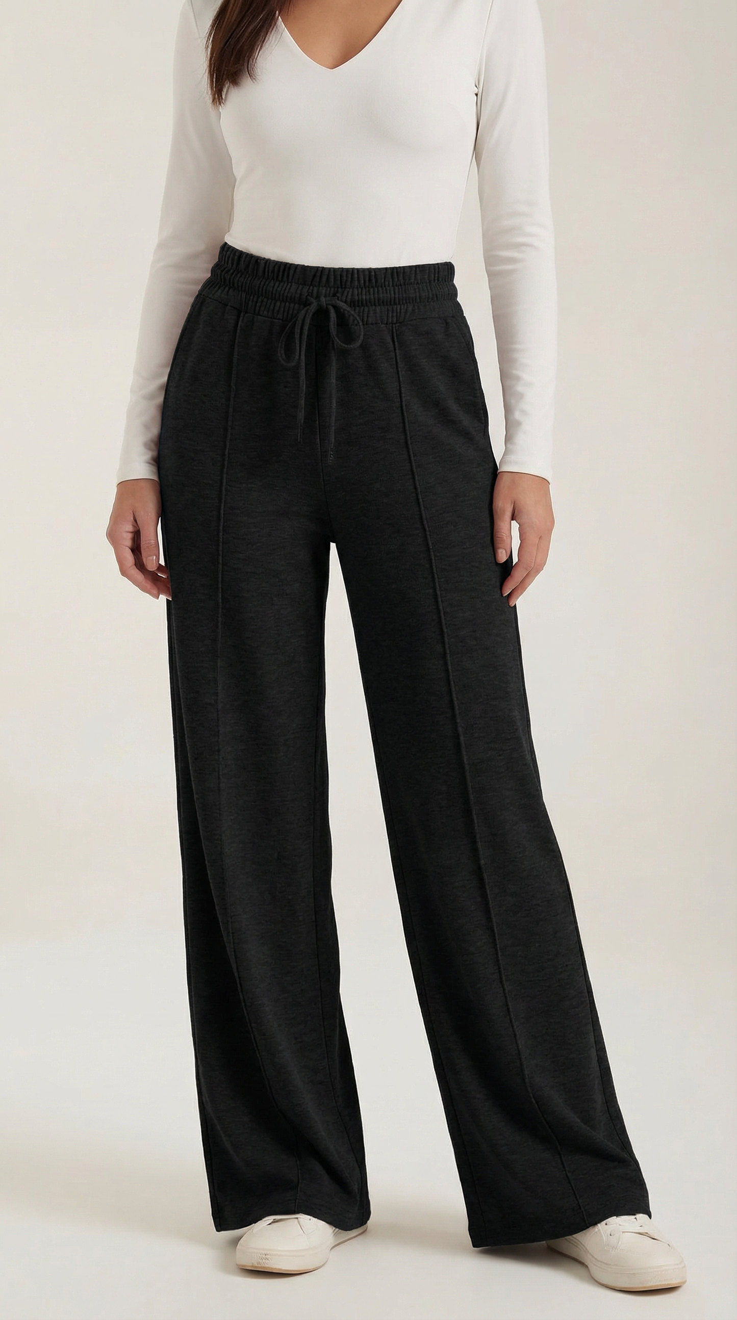 Pantaloni Donna a Gamba Larga con Coulisse