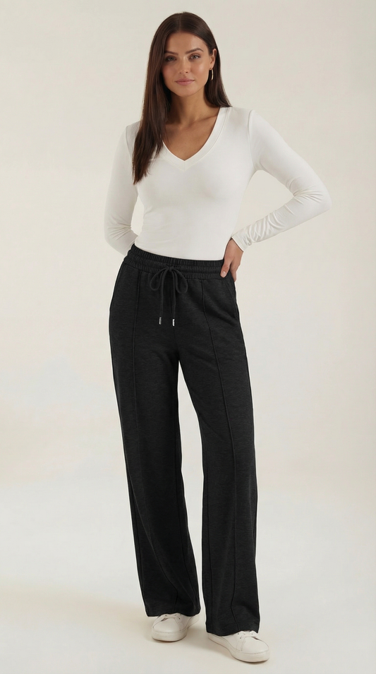 Pantaloni Donna a Gamba Larga con Coulisse