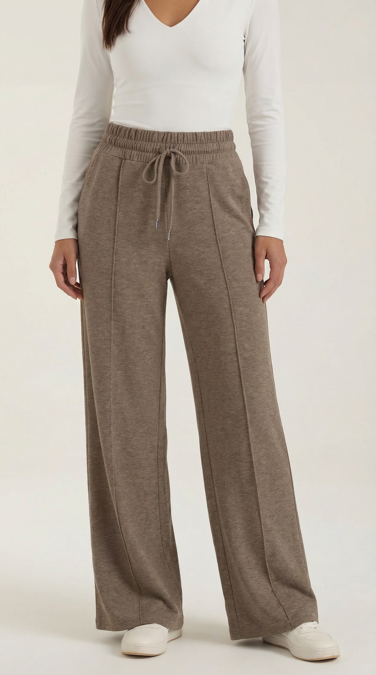 Pantaloni Donna a Gamba Larga con Coulisse
