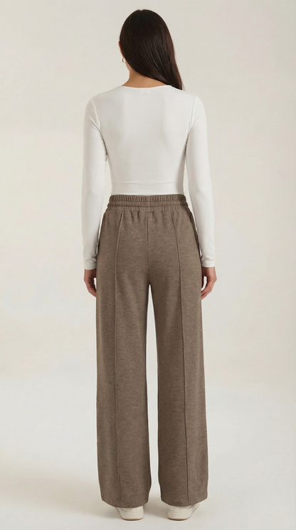Pantaloni Donna a Gamba Larga con Coulisse