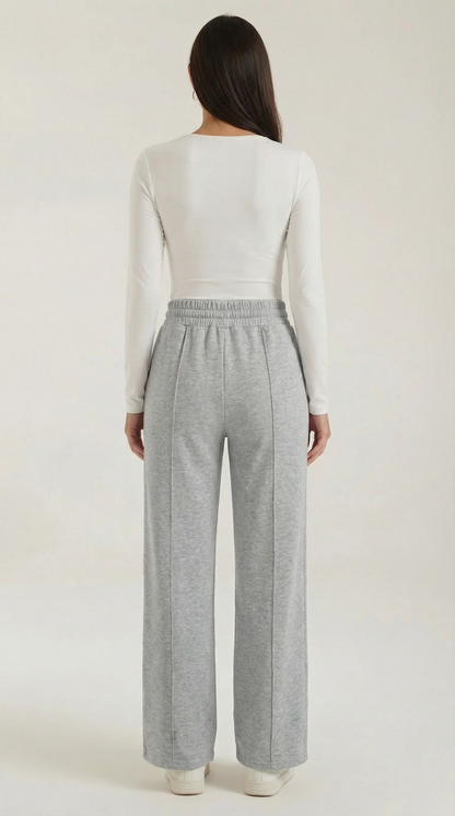 Pantaloni Donna a Gamba Larga con Coulisse