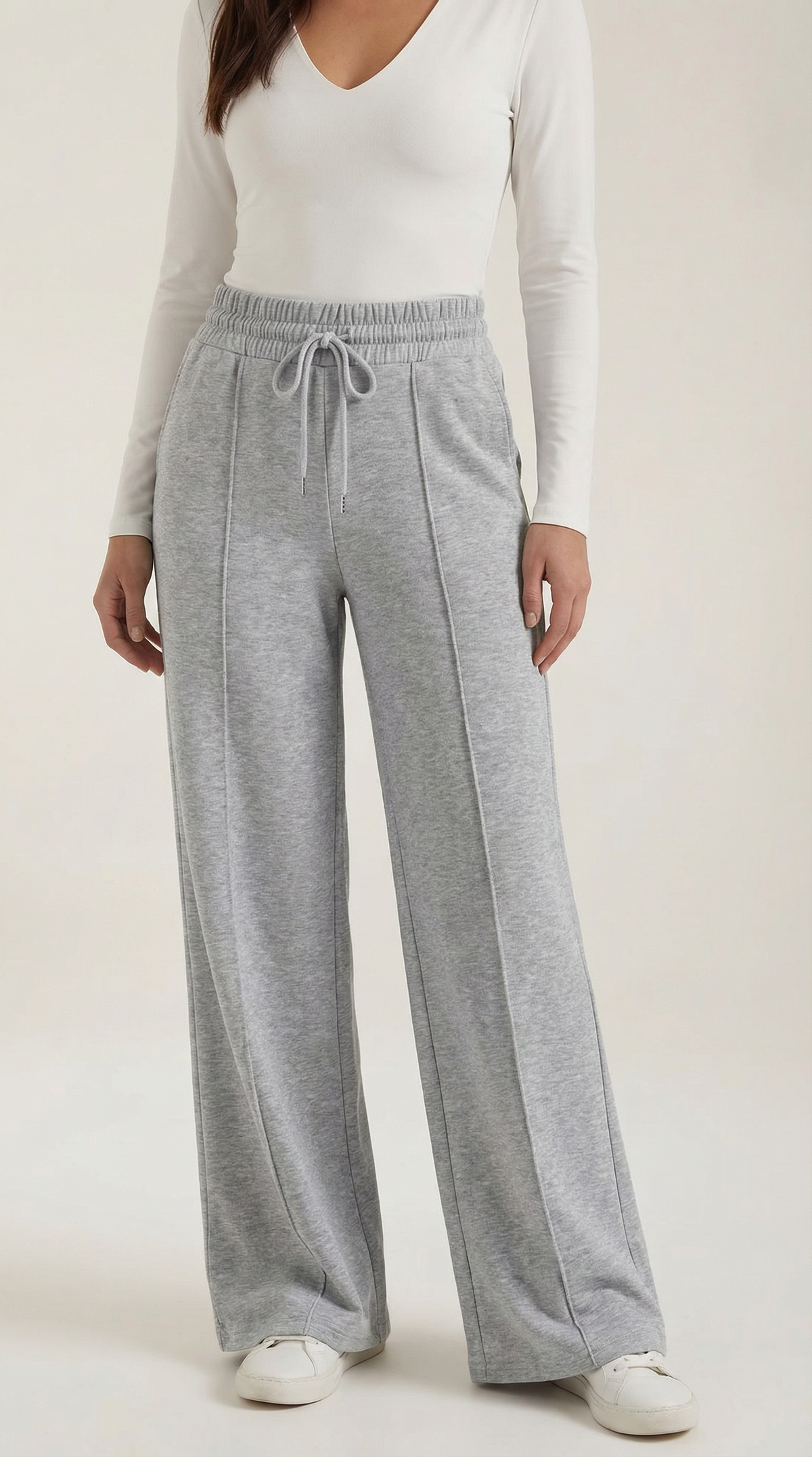 Pantaloni Donna a Gamba Larga con Coulisse