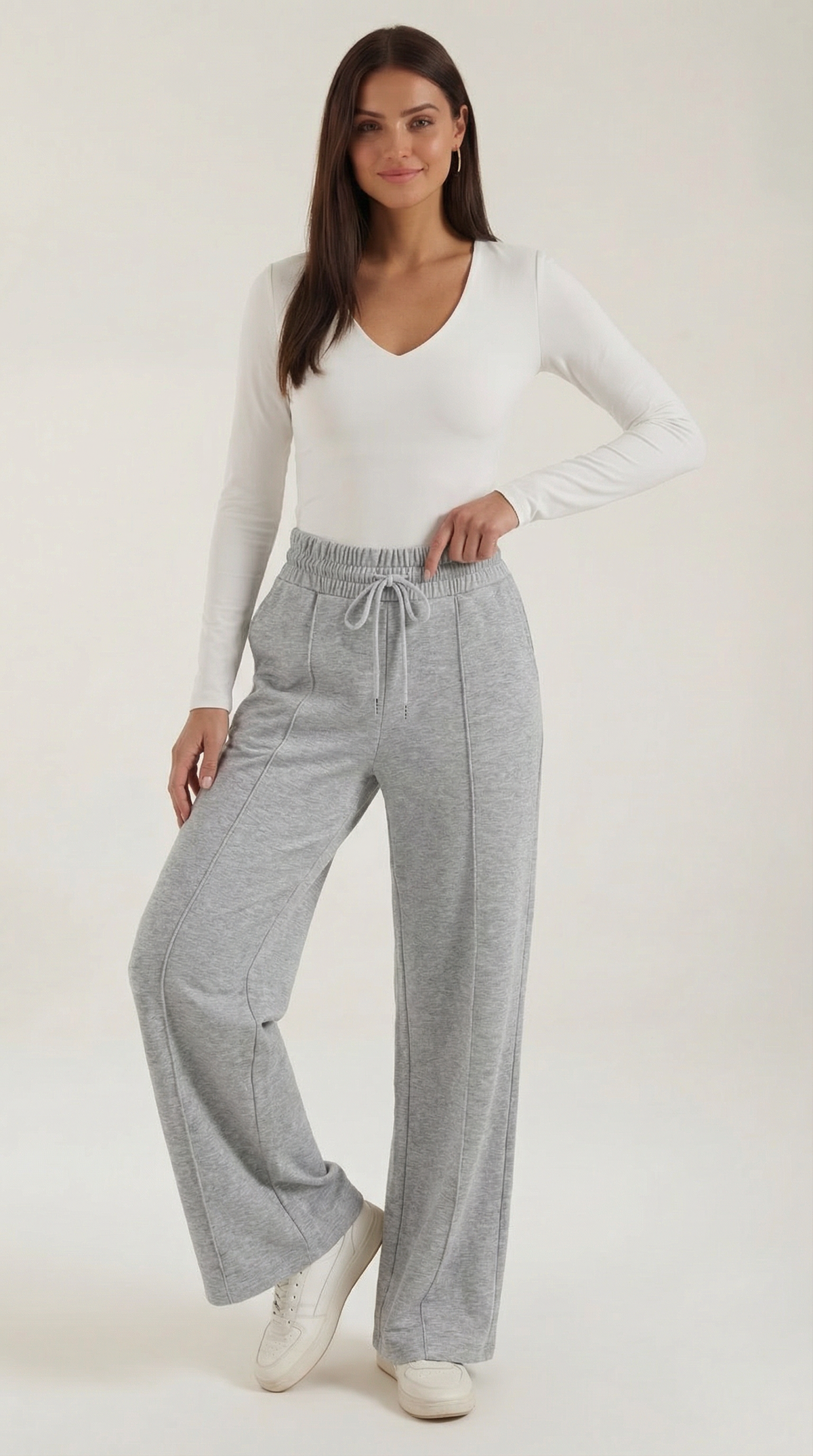 Pantaloni Donna a Gamba Larga con Coulisse