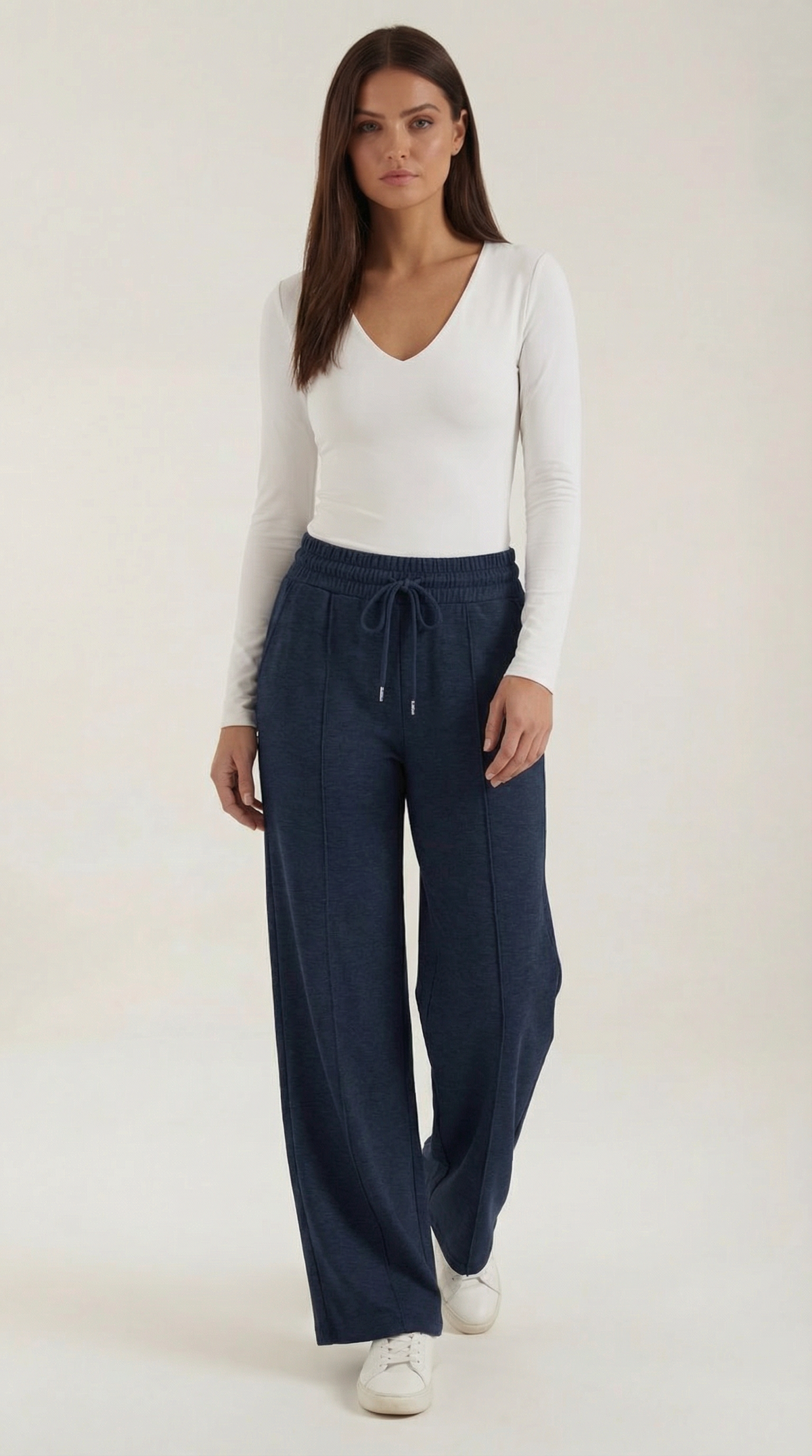 Pantaloni Donna a Gamba Larga con Coulisse