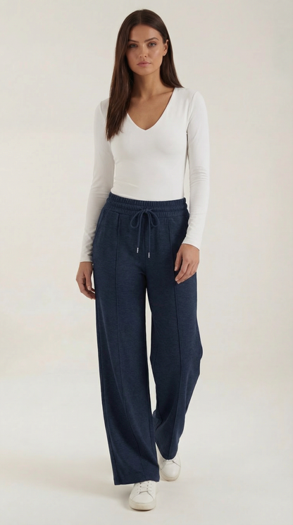 Pantaloni Donna a Gamba Larga con Coulisse