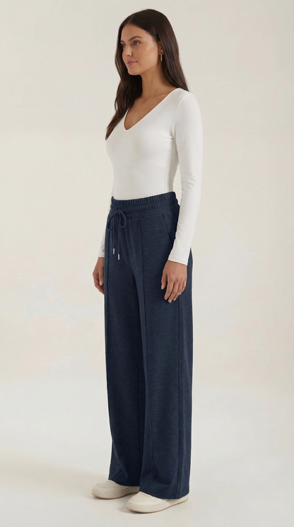 Pantaloni Donna a Gamba Larga con Coulisse