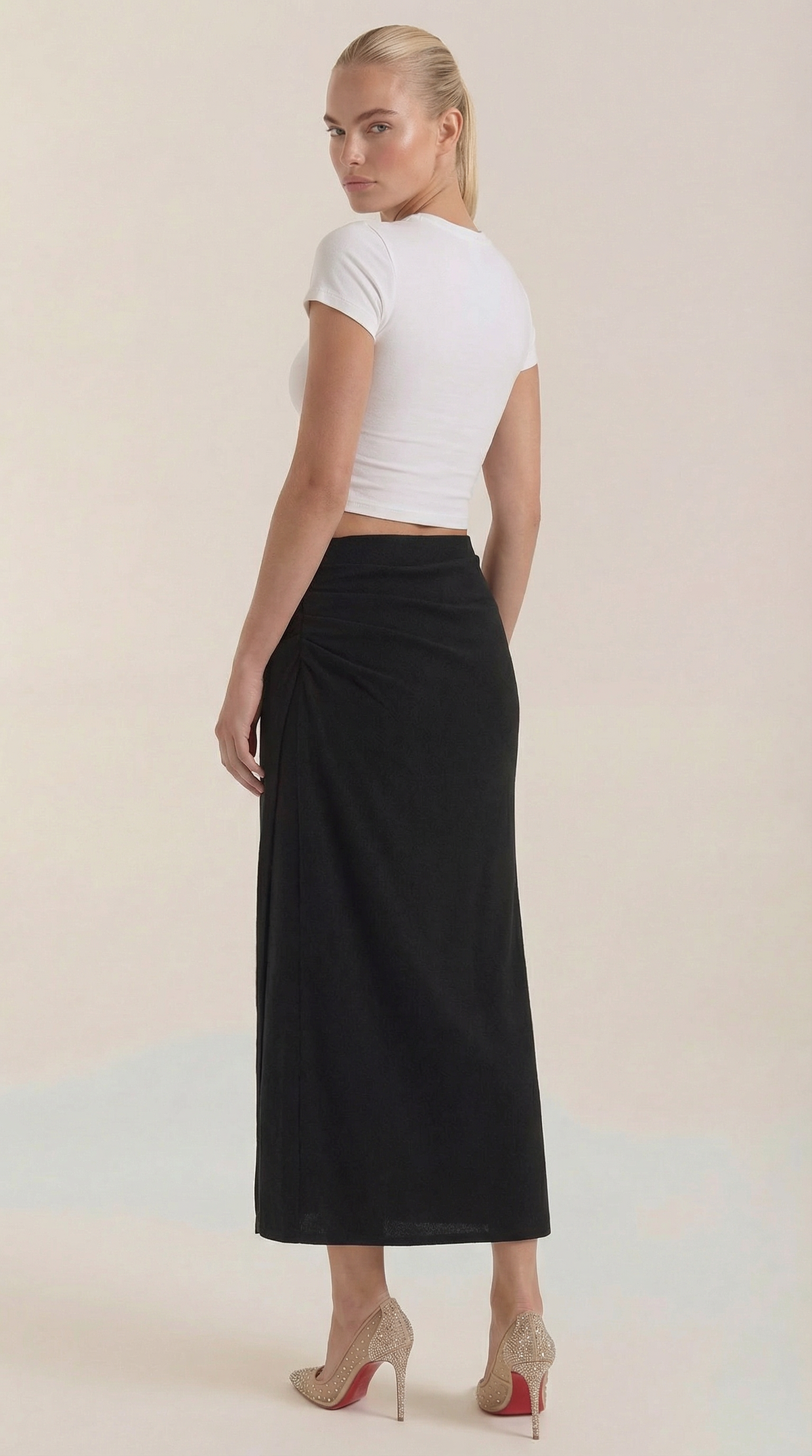 Gonna Midi Donna con Ruché Laterale