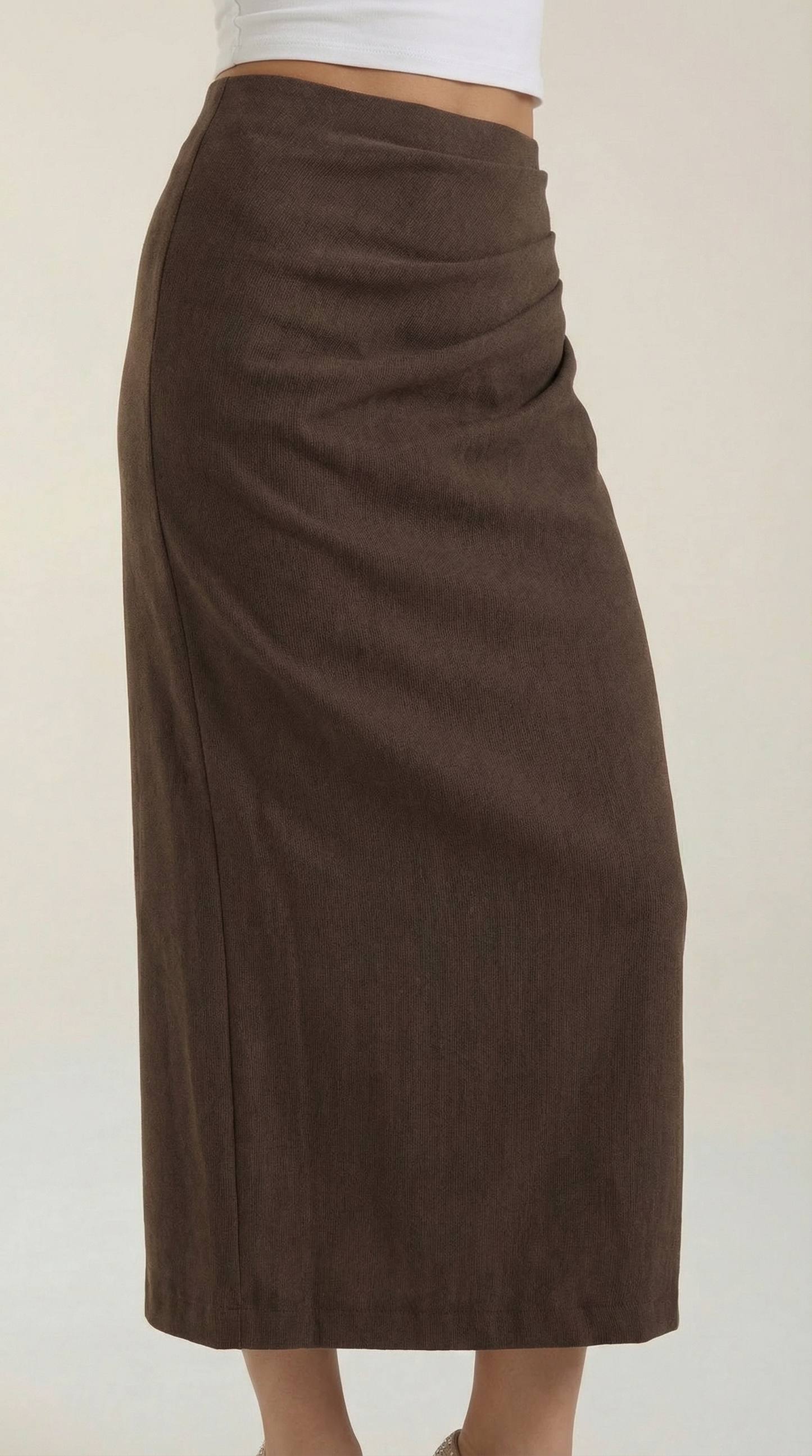 Gonna Midi Donna con Ruché Laterale