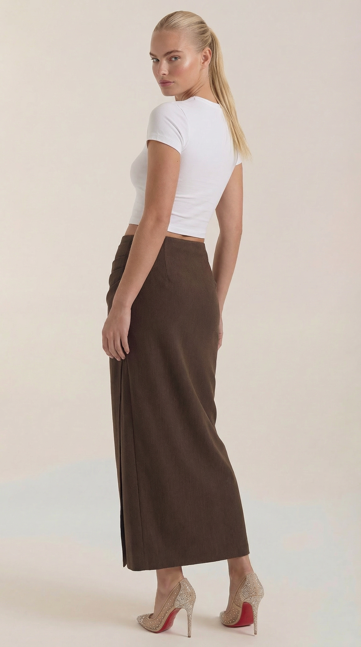 Gonna Midi Donna con Ruché Laterale
