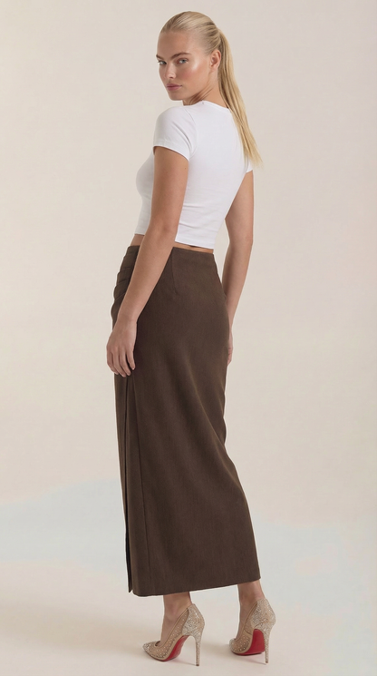 Gonna Midi Donna con Ruché Laterale