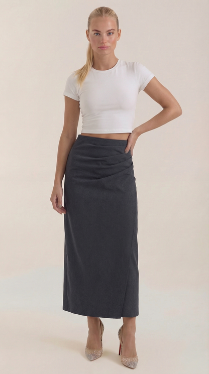 Gonna Midi Donna con Ruché Laterale