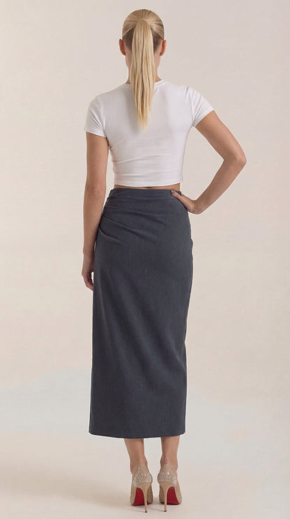Gonna Midi Donna con Ruché Laterale