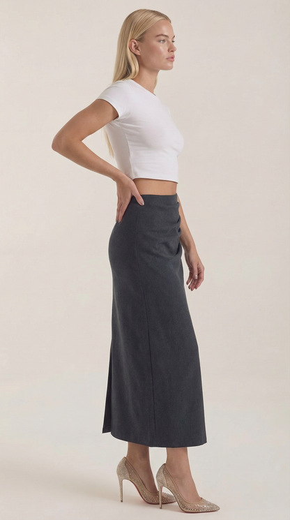 Gonna Midi Donna con Ruché Laterale