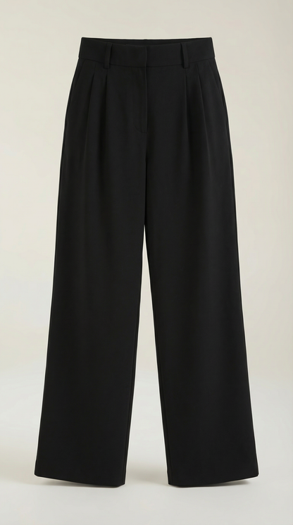 Pantaloni Chino Donna a Gamba Larga Vita Alta