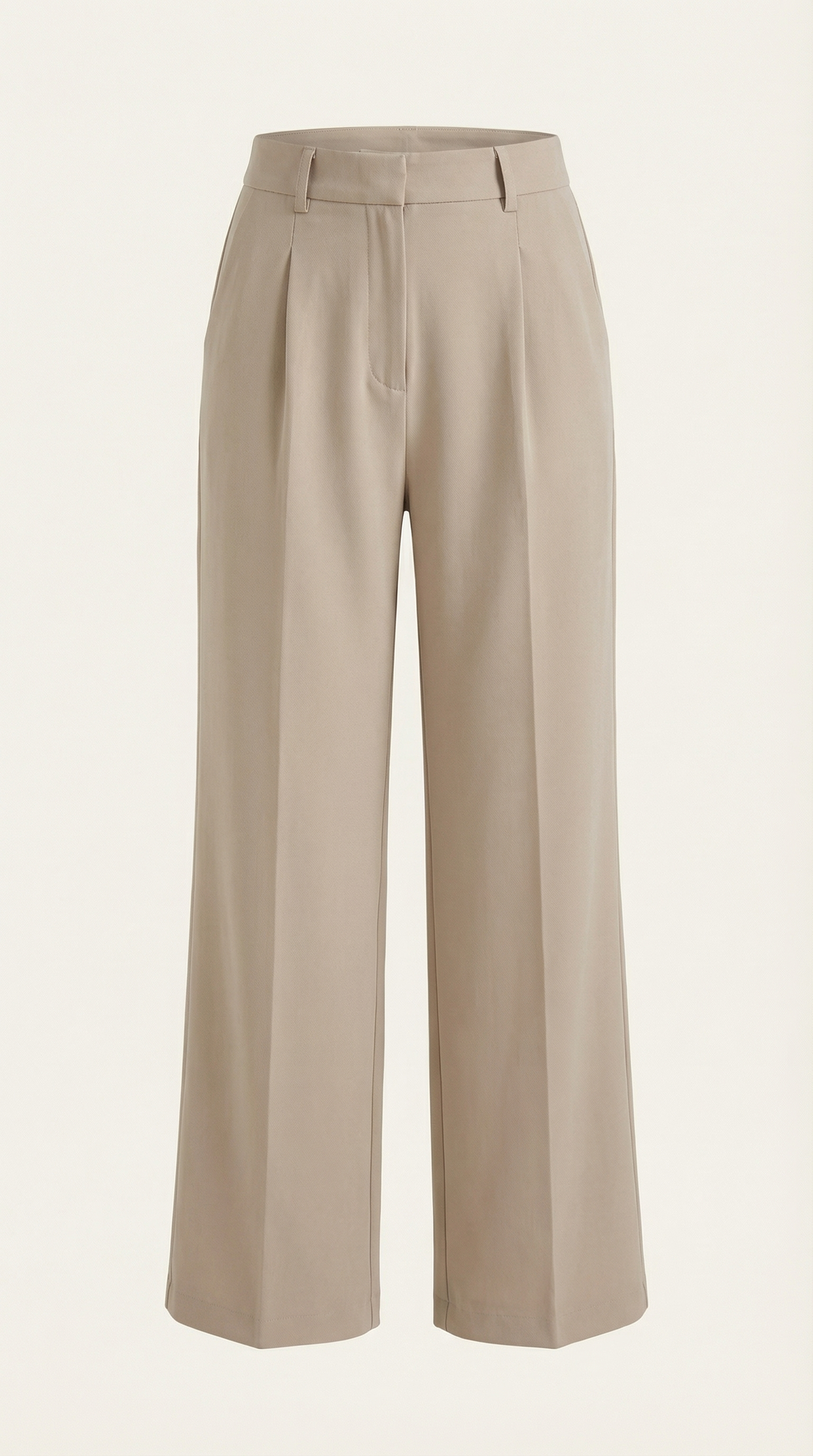 Pantaloni Chino Donna a Gamba Larga Vita Alta