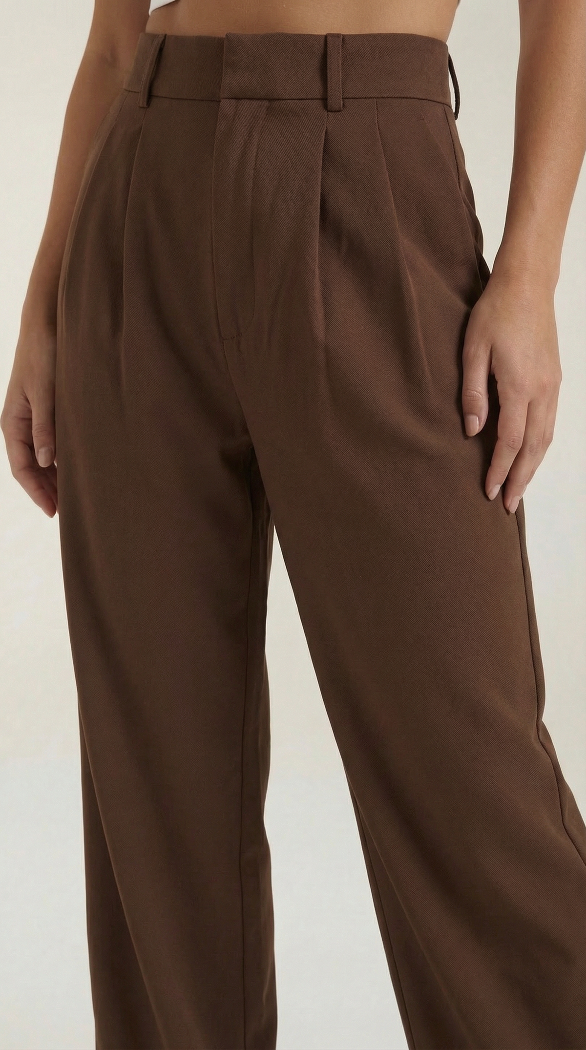 Pantaloni Chino Donna a Gamba Larga Vita Alta