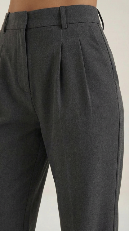 Pantaloni Chino Donna a Gamba Larga Vita Alta