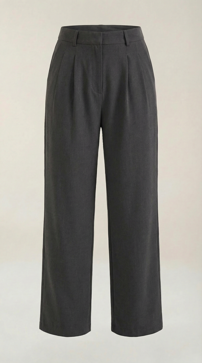 Pantaloni Chino Donna a Gamba Larga Vita Alta