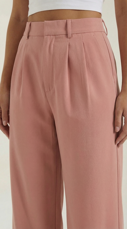 Pantaloni Chino Donna a Gamba Larga Vita Alta