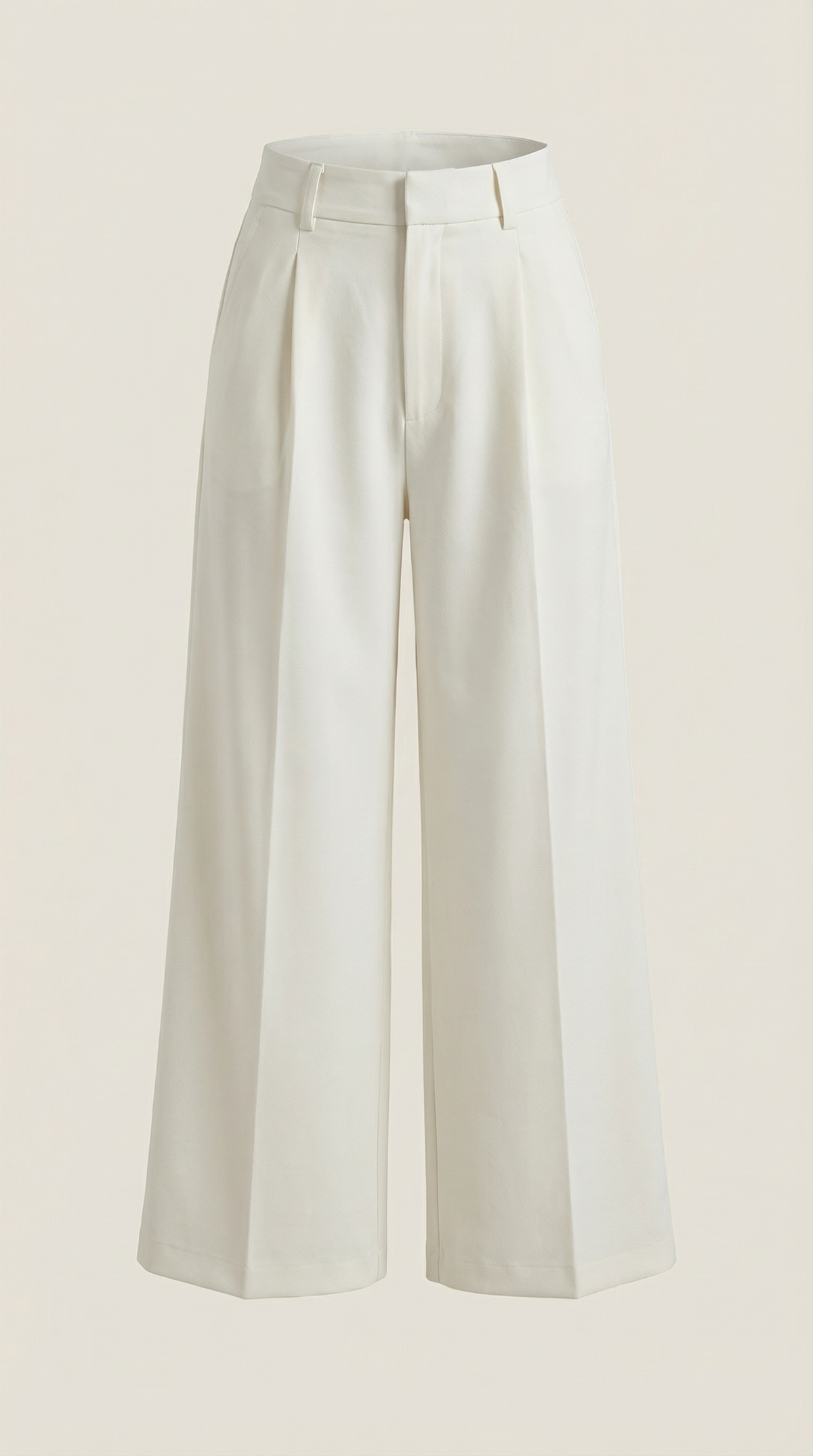Pantaloni Chino Donna a Gamba Larga Vita Alta