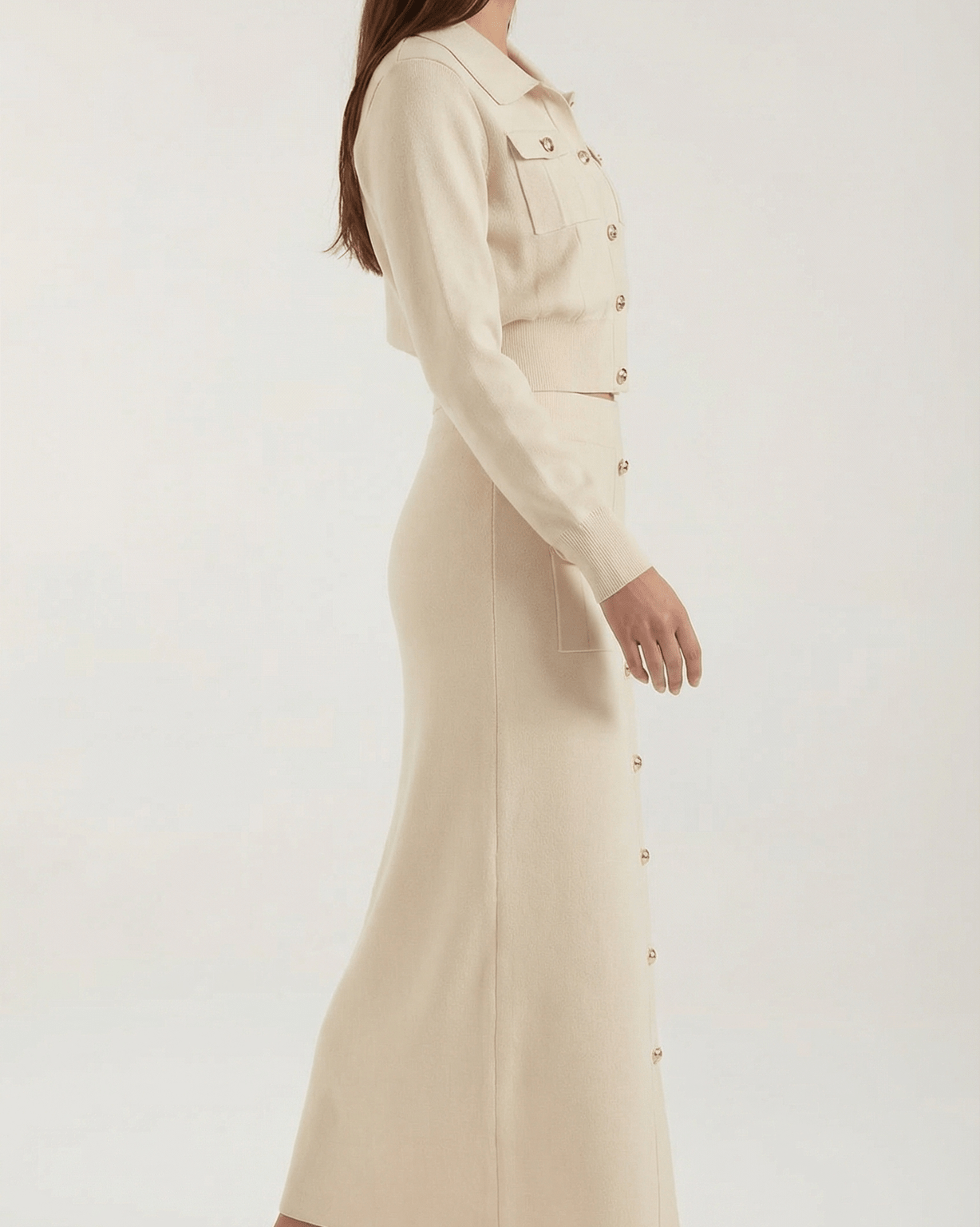 Set Donna in Maglia con Bottoni