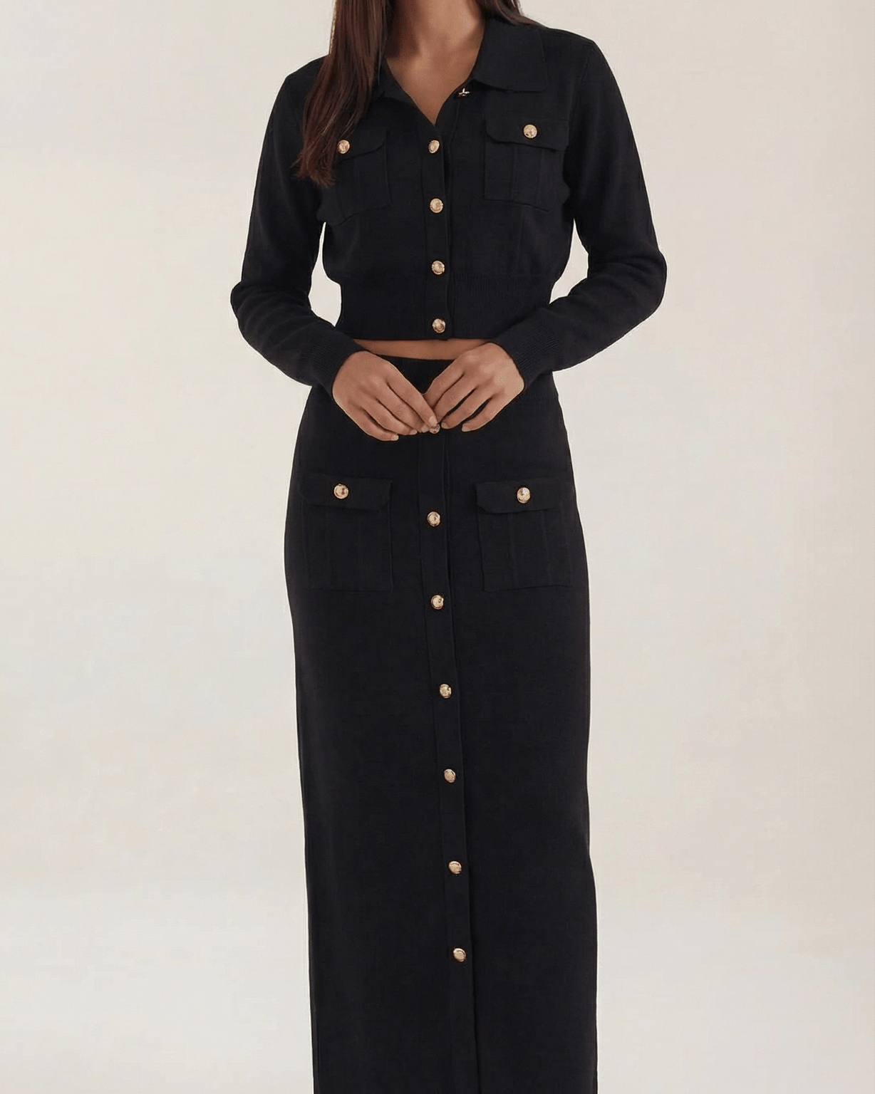Set Donna in Maglia con Bottoni