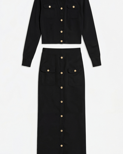 Set Donna in Maglia con Bottoni
