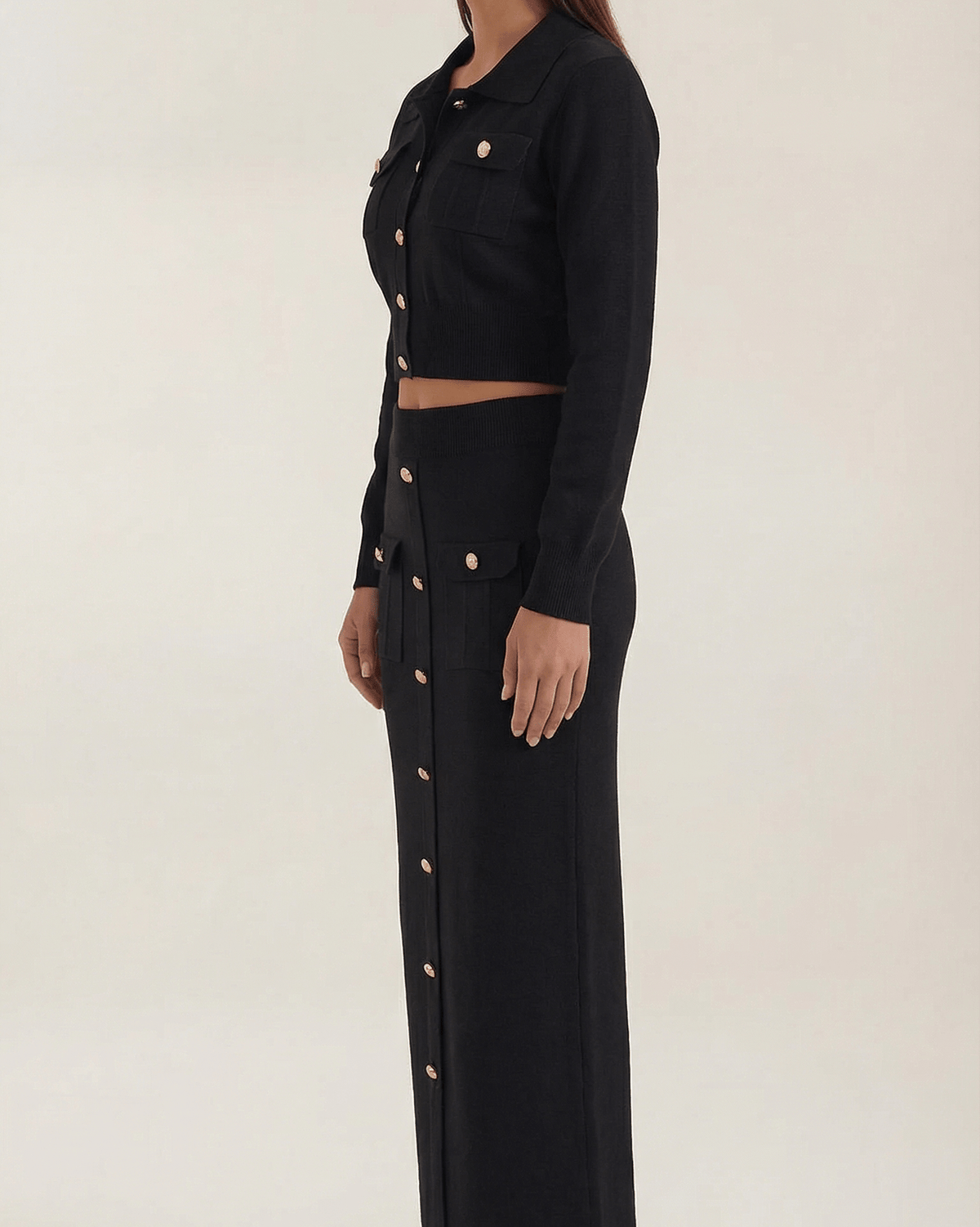 Set Donna in Maglia con Bottoni