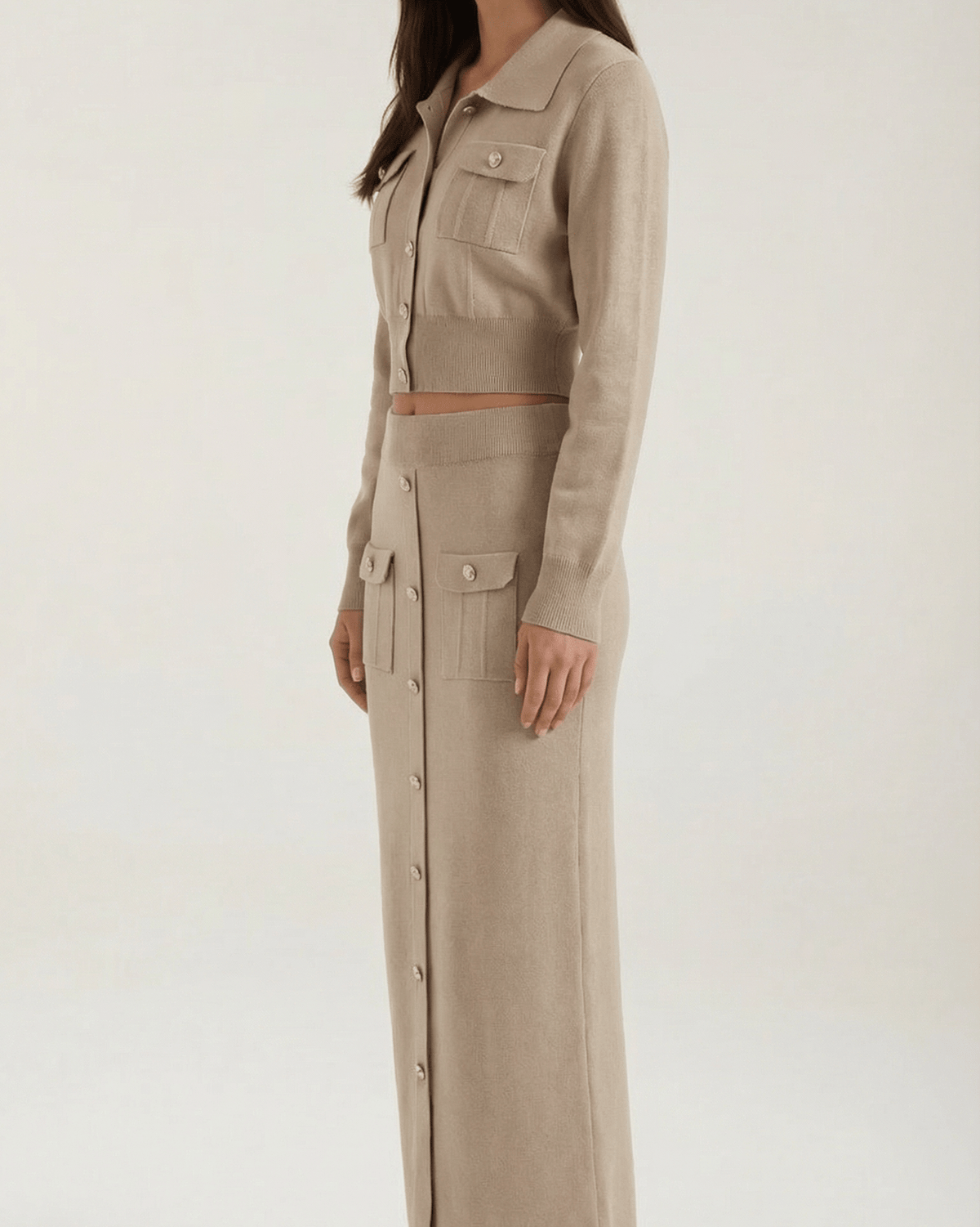 Set Donna in Maglia con Bottoni