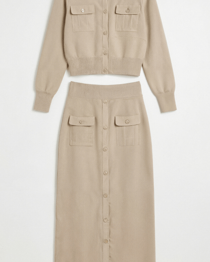 Set Donna in Maglia con Bottoni