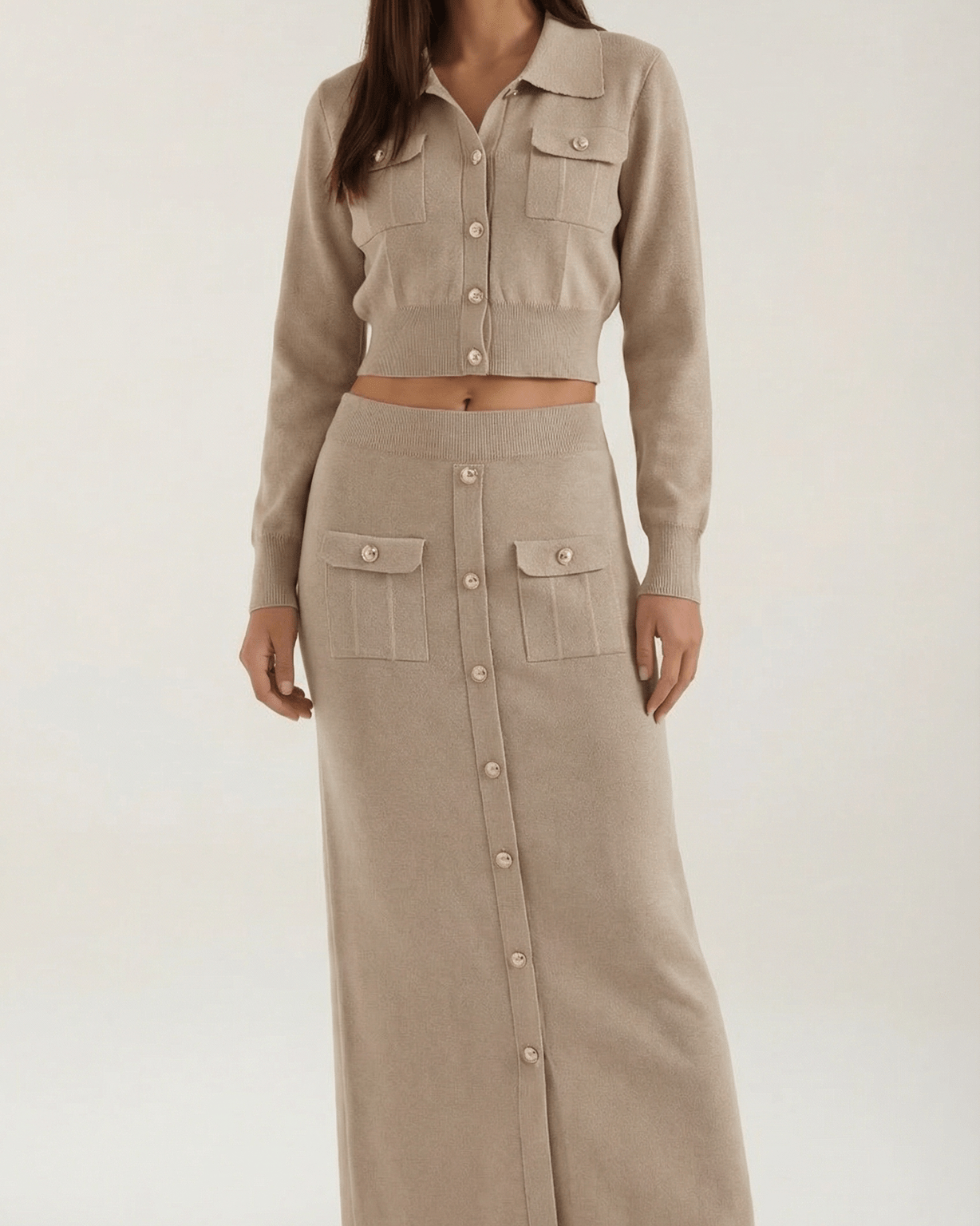 Set Donna in Maglia con Bottoni