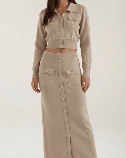 Set Donna in Maglia con Bottoni
