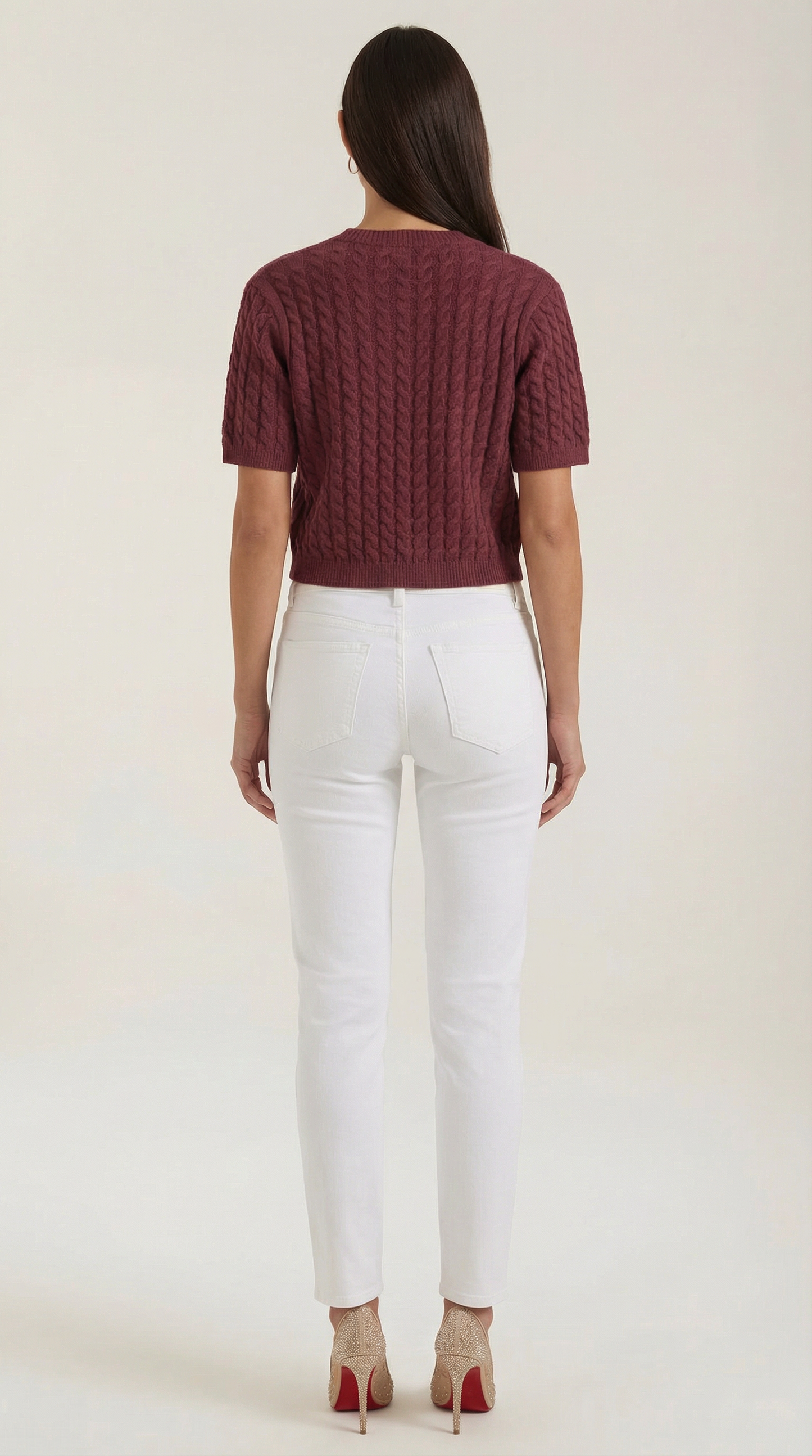 Cardigan Corto Donna in Maglia a Trecce