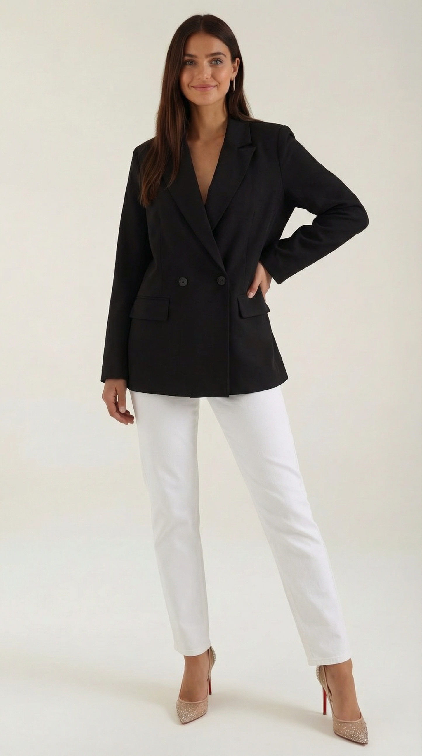 Blazer Longline Donna con Spalle Strutturate