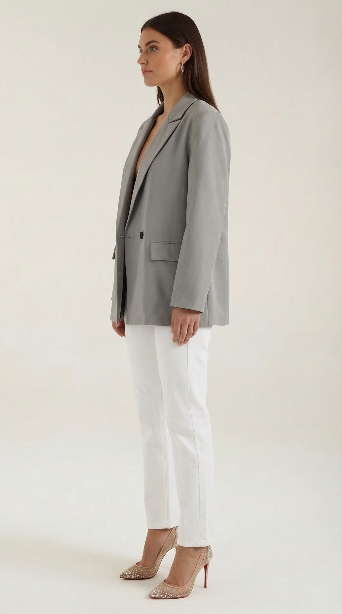 Blazer Longline Donna con Spalle Strutturate