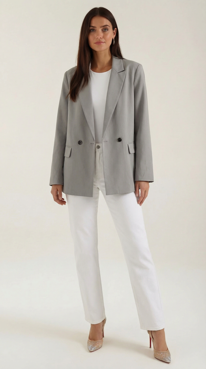 Blazer Longline Donna con Spalle Strutturate
