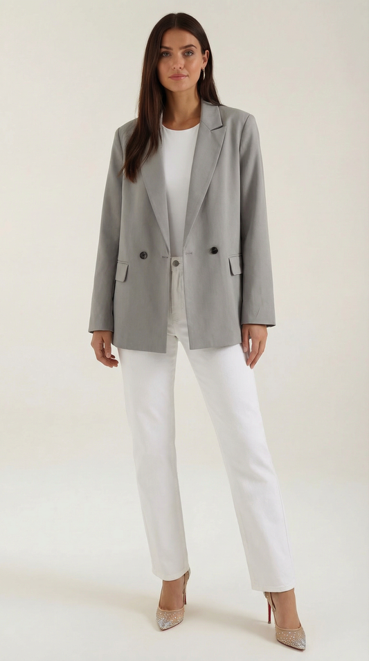 Blazer Longline Donna con Spalle Strutturate