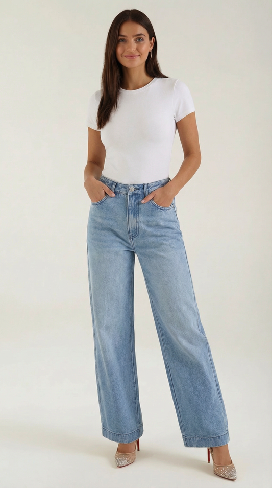Jeans Donna a Gamba Ampia Rétro