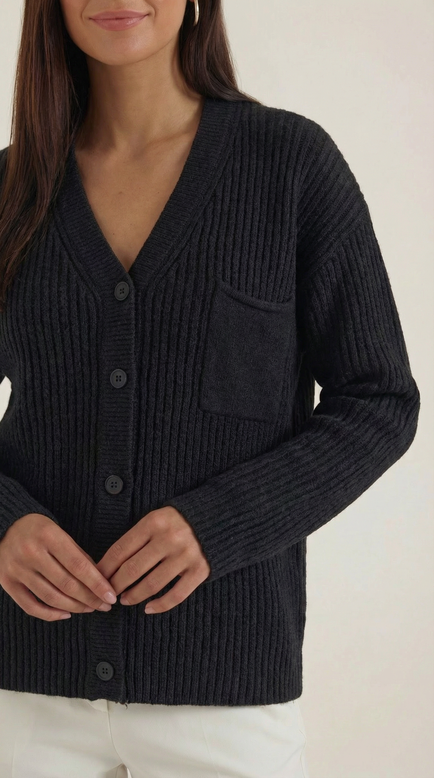 Cardigan Oversize Donna in Maglia a Coste