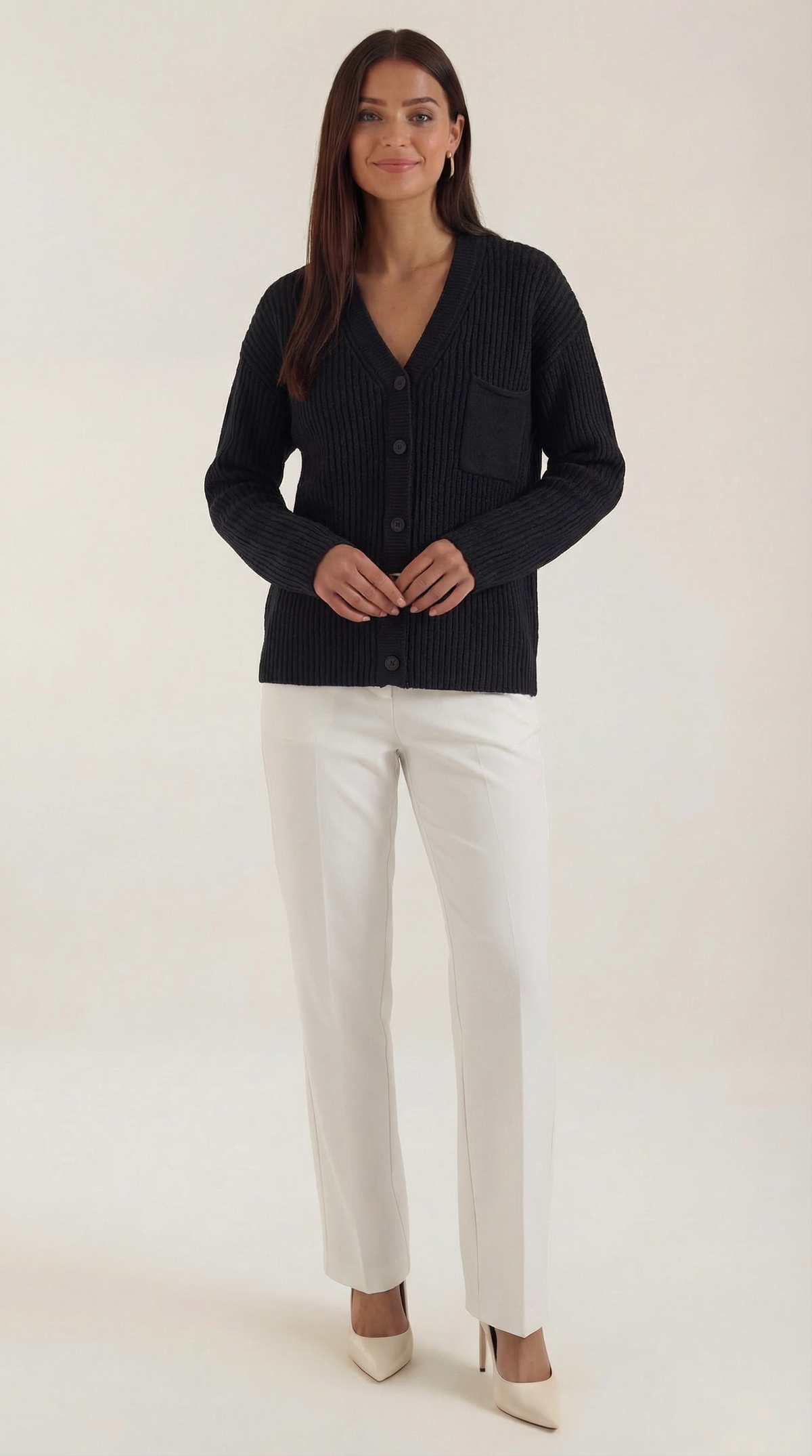 Cardigan Oversize Donna in Maglia a Coste