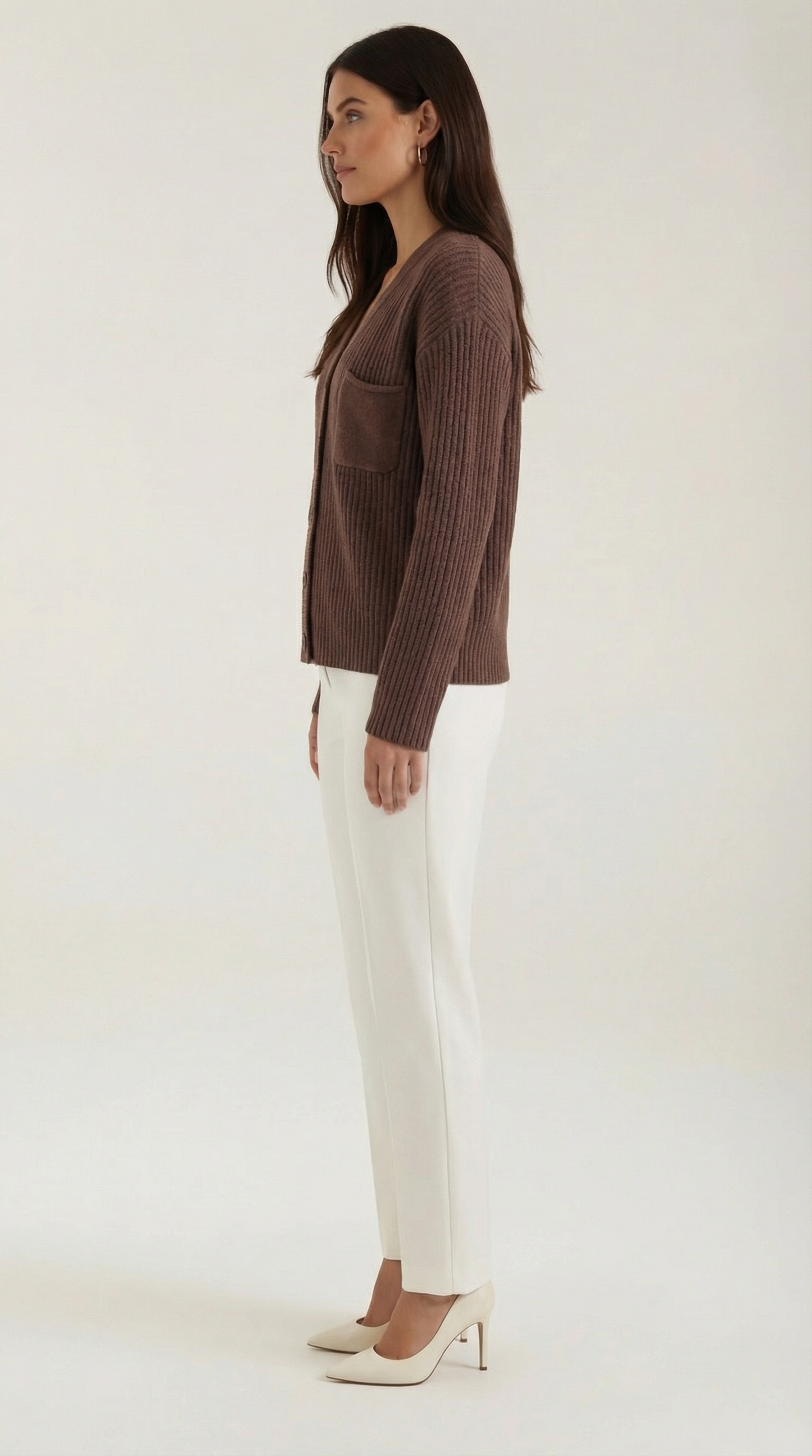 Cardigan Oversize Donna in Maglia a Coste