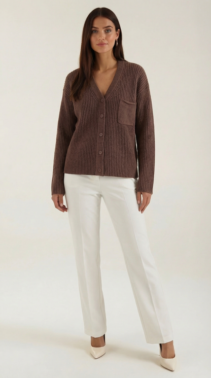 Cardigan Oversize Donna in Maglia a Coste
