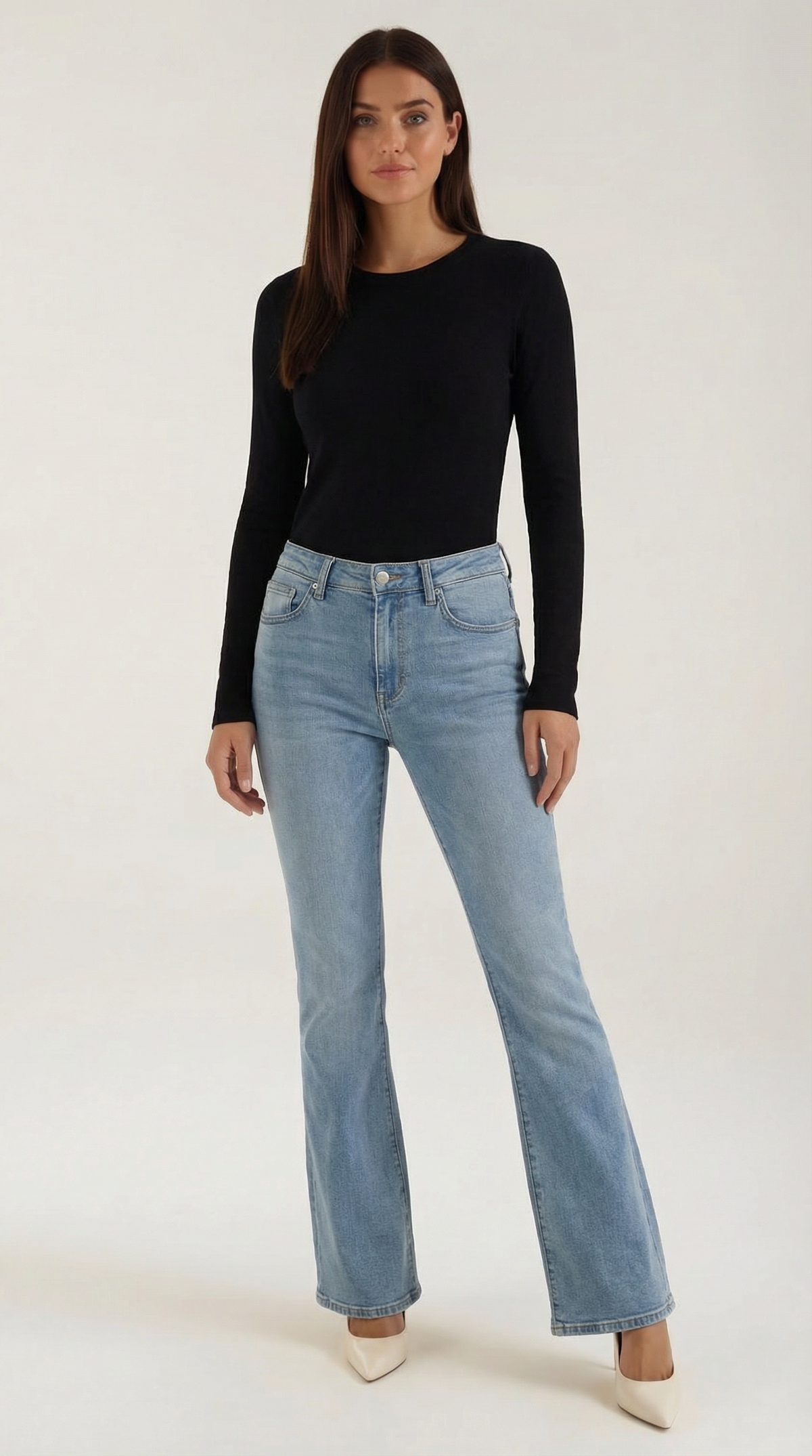 Maglia Donna a Coste con Scollo Rotondo