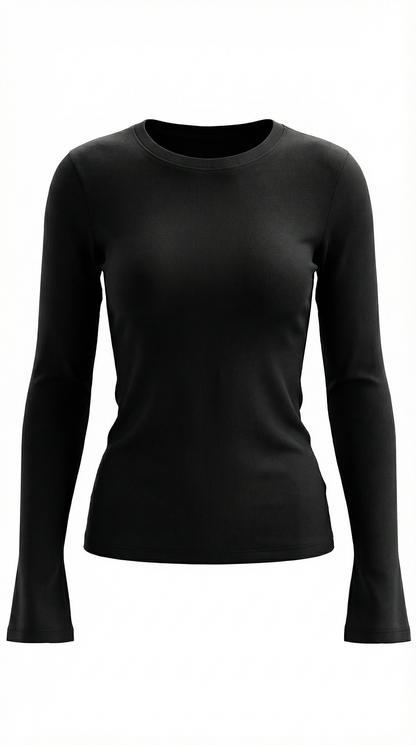 Maglia Donna a Coste con Scollo Rotondo