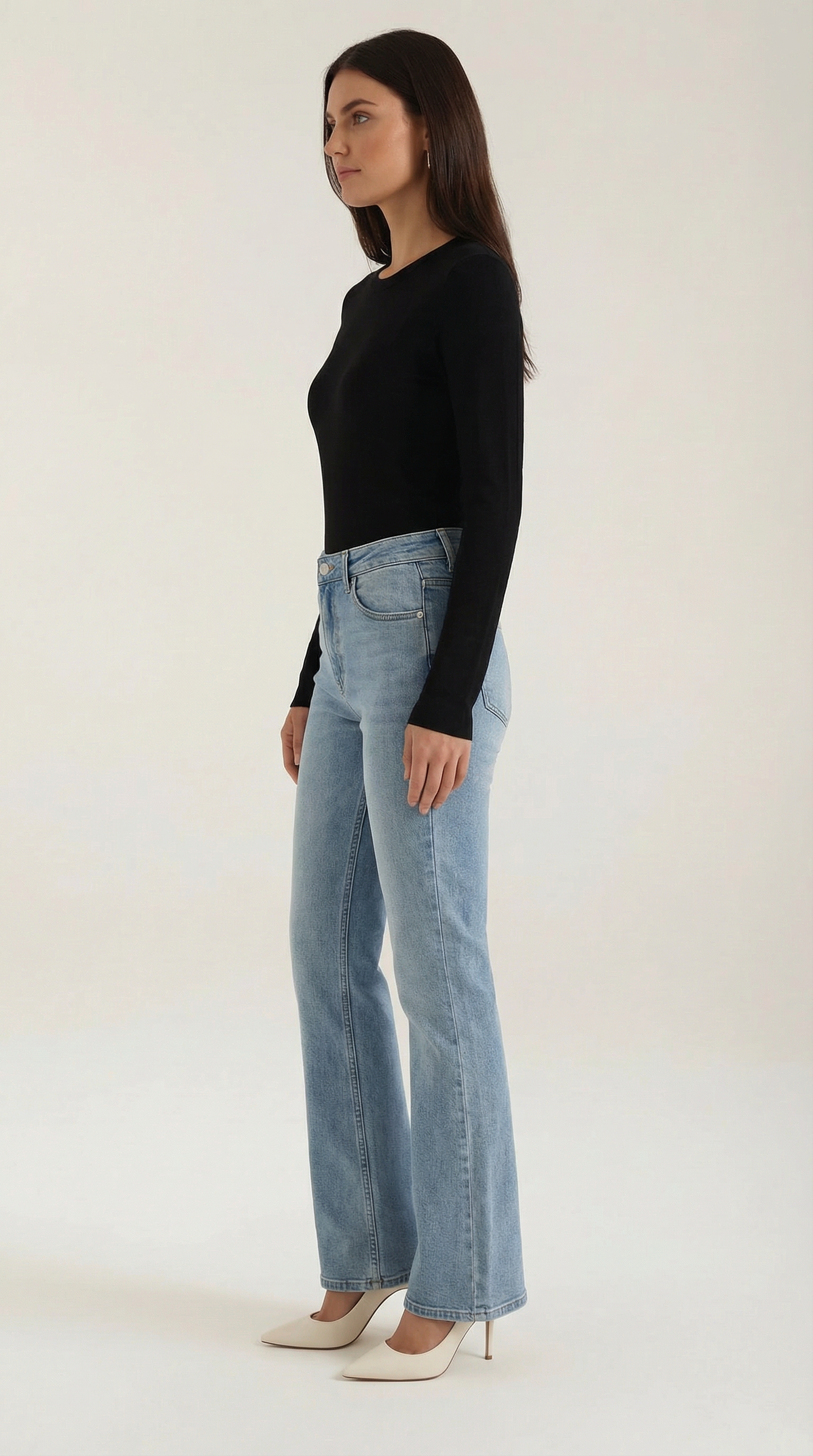 Maglia Donna a Coste con Scollo Rotondo